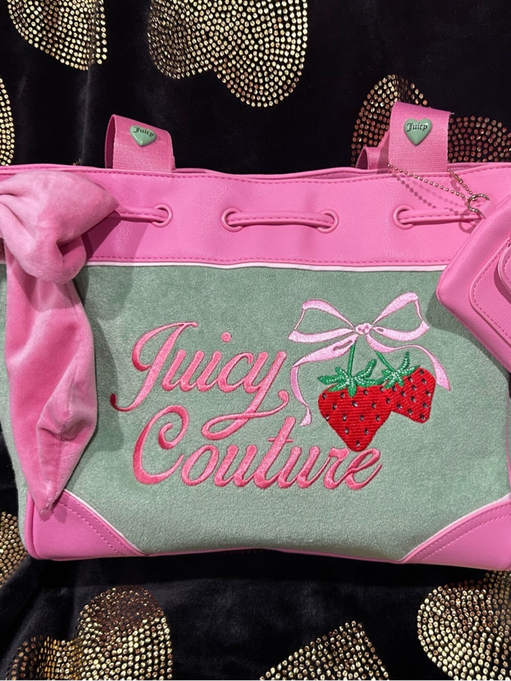 Juicy Couture Pink & Green Strawberry Tote